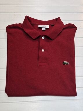 Lacoste Men's Polor Pique Cotton Red Logo Shirt XXL